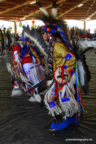 Native American Dancers competing a local powwow