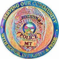 City of Polson police emblem/coin with a multi color police badge in the center 